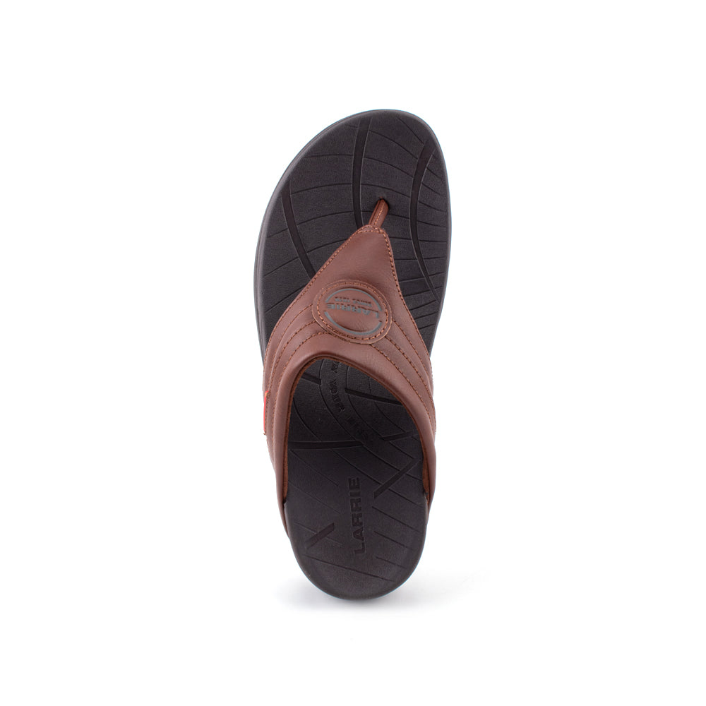 LARRIE Men Brown New T-Strap Comfy Sandals (BIG SIZES AVAILABLE)