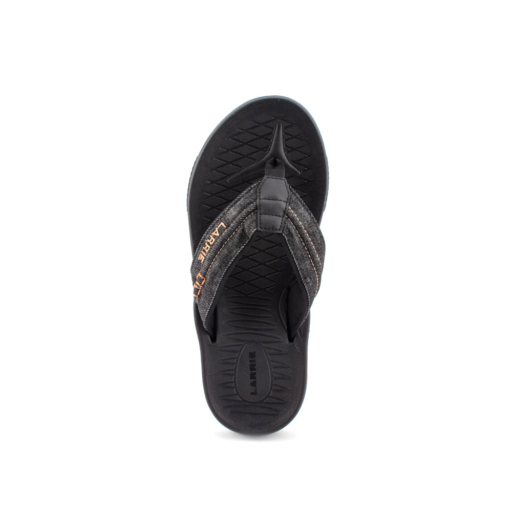 LARRIE Men Black Denim Comfort Flip Flops