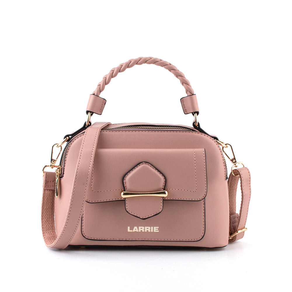LARRIE Ladies Pink Wanita Buckle Casual Plain Handbag