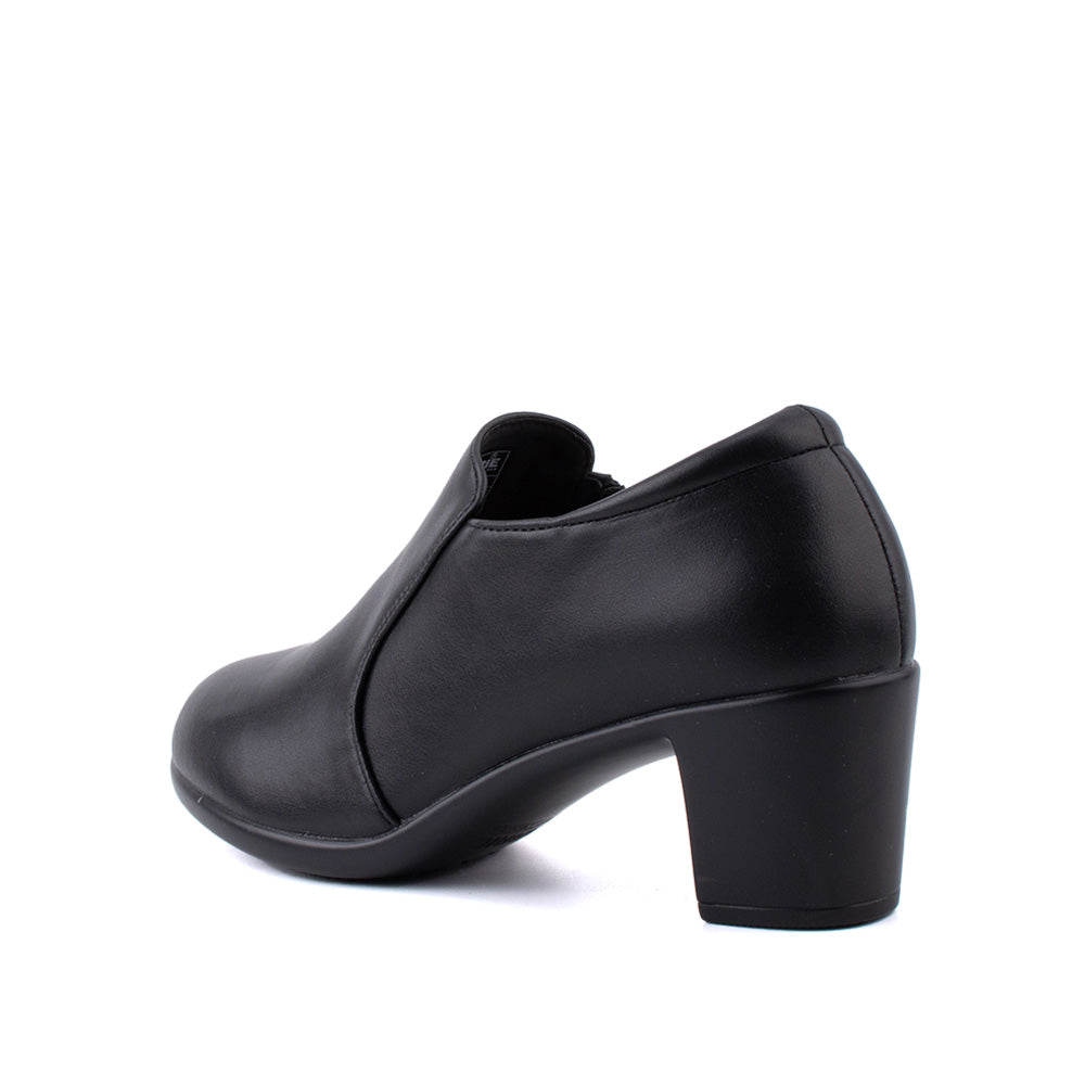 LARRIE Ladies Black Business Side Zipper Comfort Heels