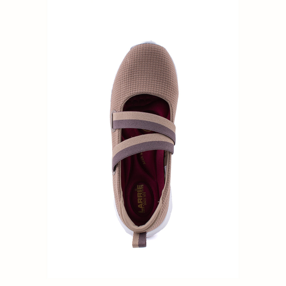 LARRIE Ladies Khaki Comfort Dual Strap Sporty Slip-Ons