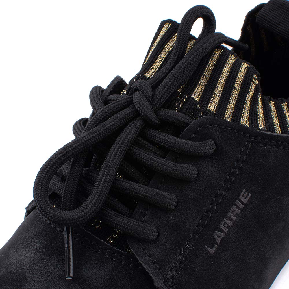 LARRIE Ladies Black Velvet Comfort Sneakers