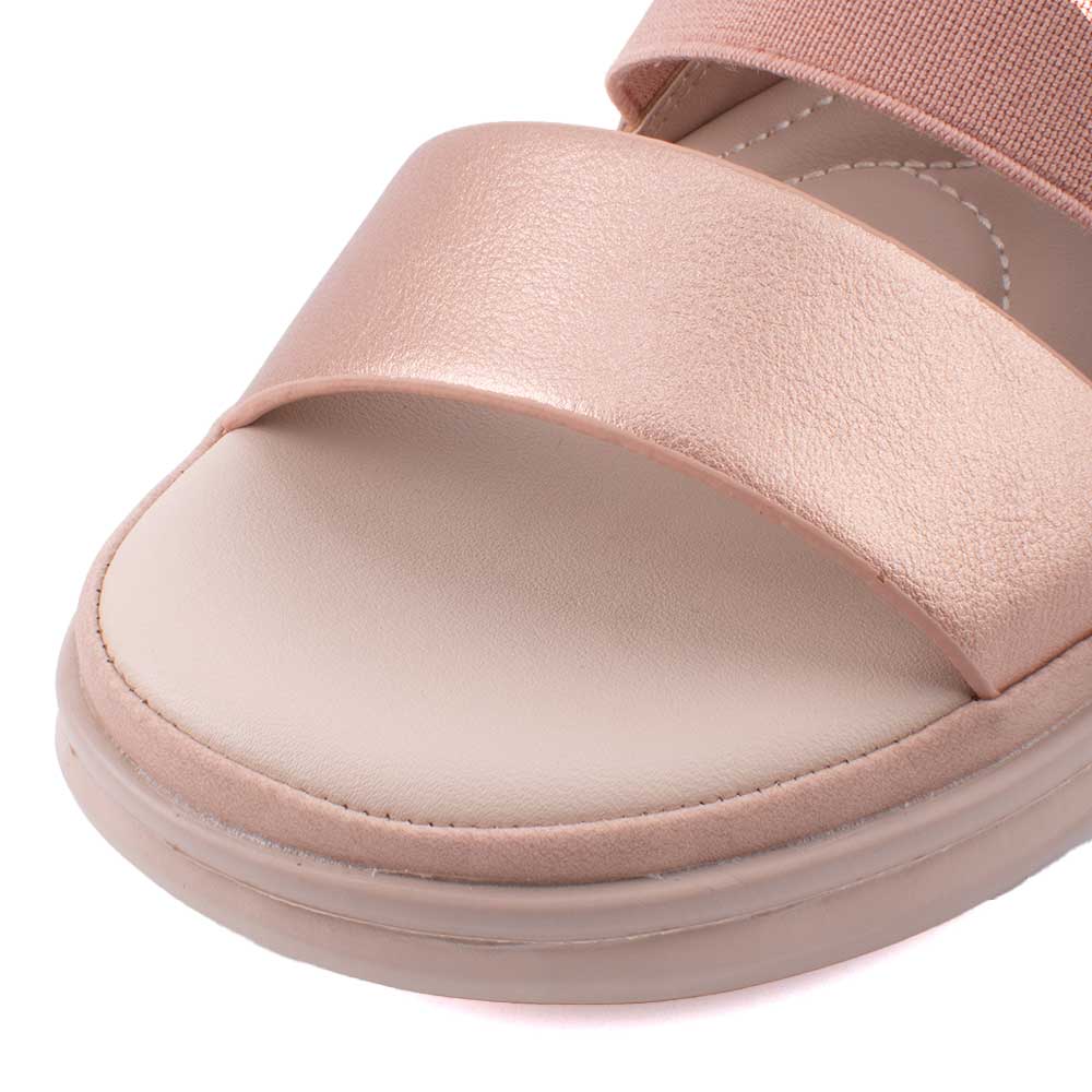 LARRIE Ladies Pink Velcro and Elastic Strap Comfort Sandals