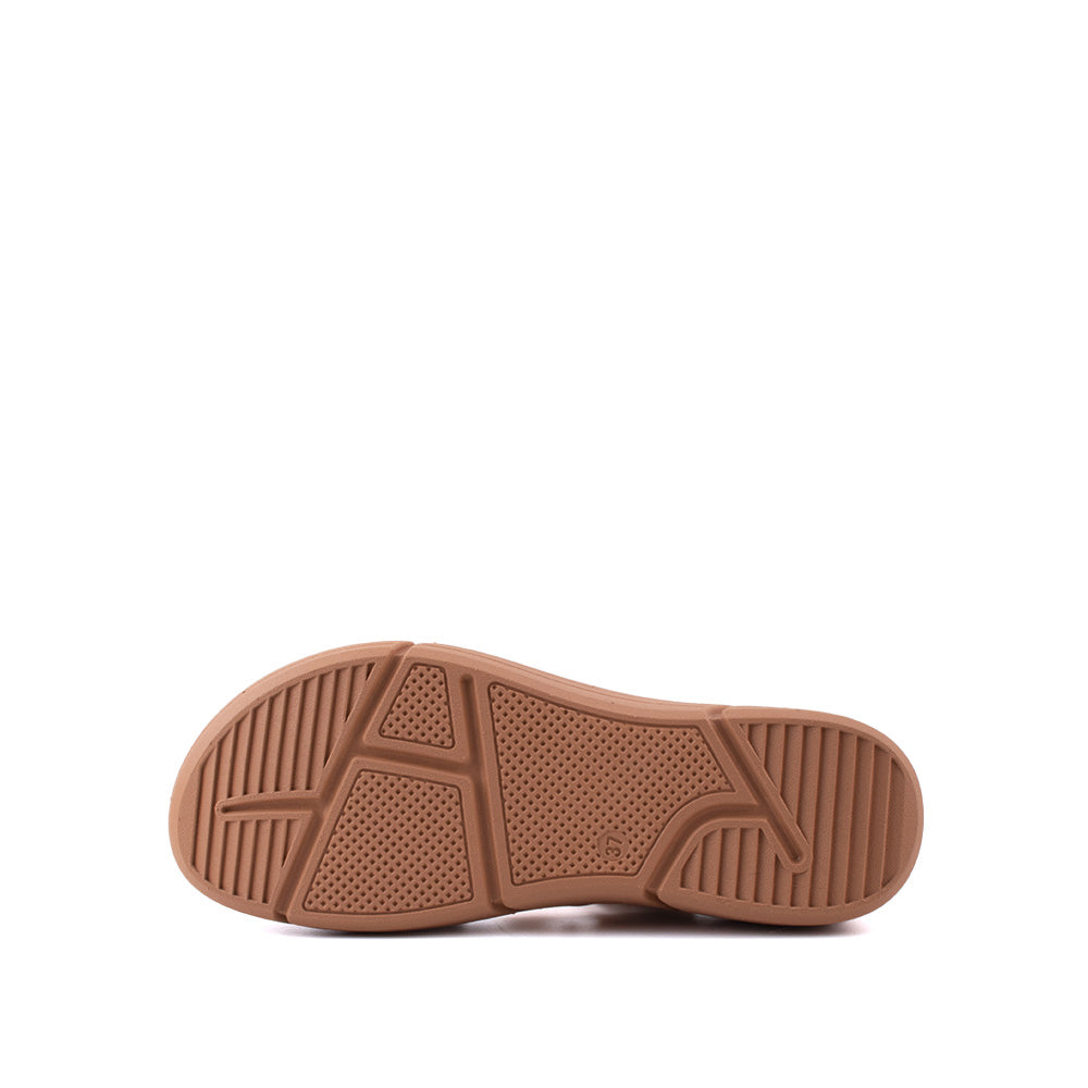 LARRIE Ladies Camel Velcro Cushioned Strap Sandals