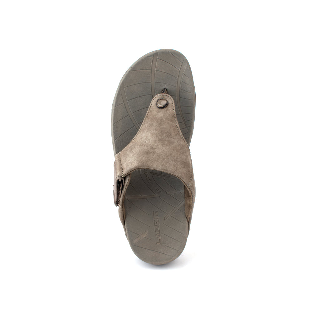 LARRIE Men Olive T-Strap Flat Sandals