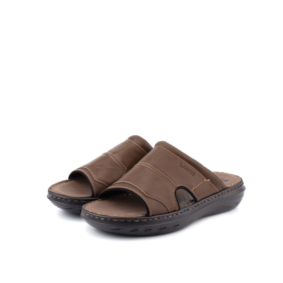 LARRIE Men Dark Khaki Microfiber Wide Walking Sandals (BIG SIZE)