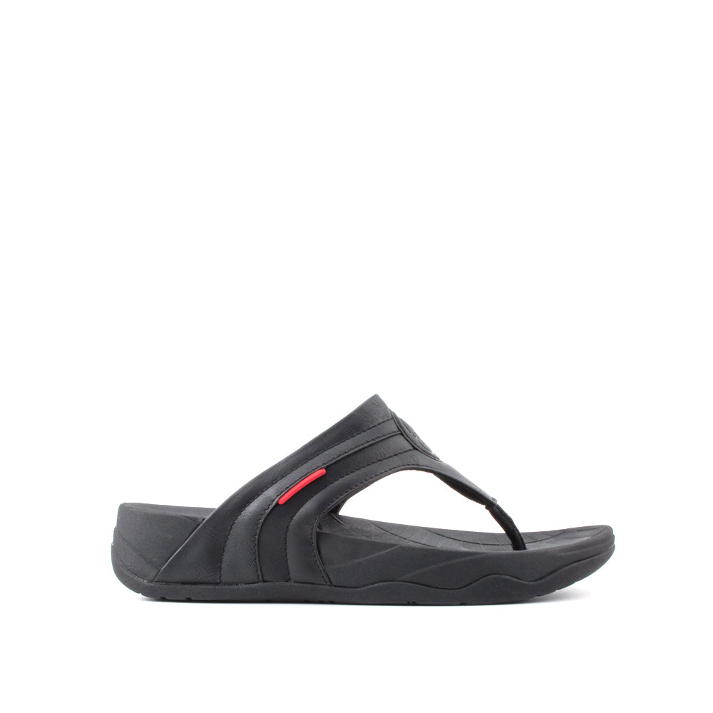 LARRIE Men Black New T-Strap Comfy Sandals (BIG SIZES AVAILABLE)