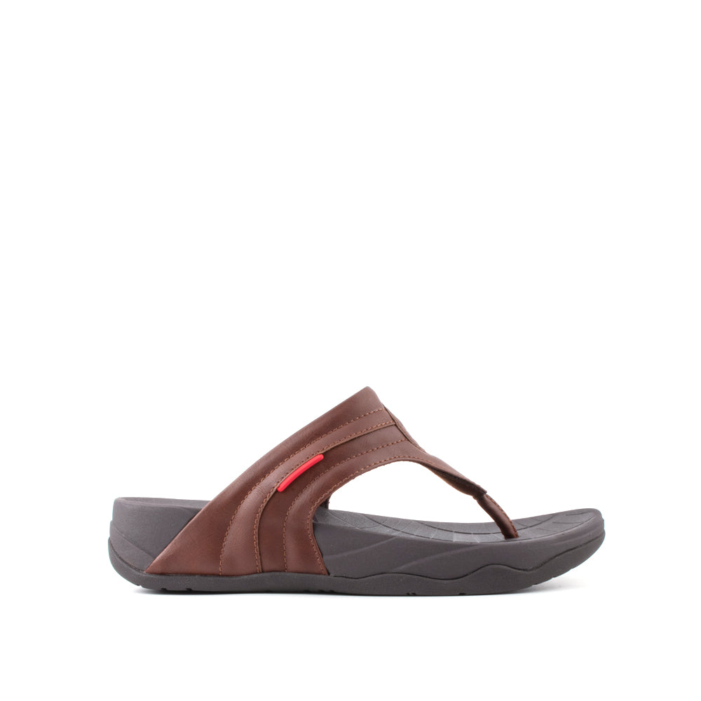 LARRIE Men Brown New T-Strap Comfy Sandals (BIG SIZES AVAILABLE)
