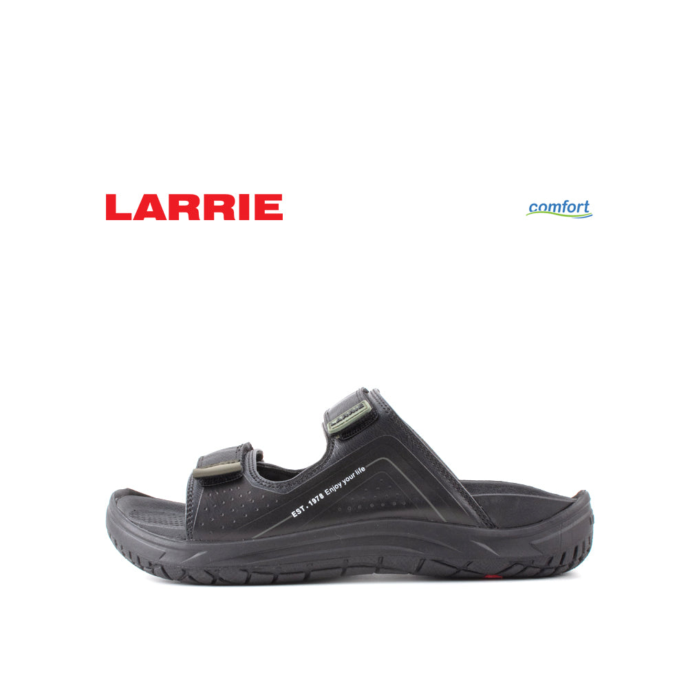 LARRIE Men Black Easy Go Double Strap Sandals (Big Sizes Available)