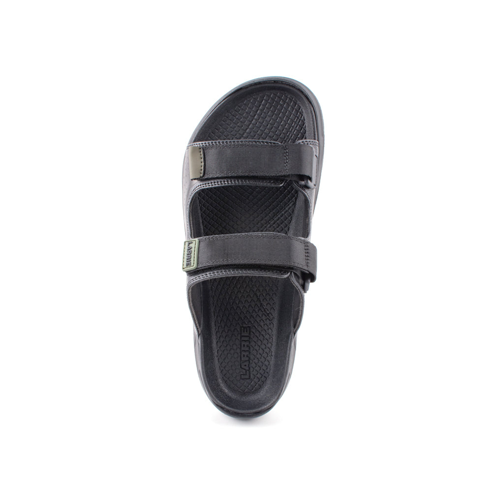 LARRIE Men Black Easy Go Double Strap Sandals (Big Sizes Available)