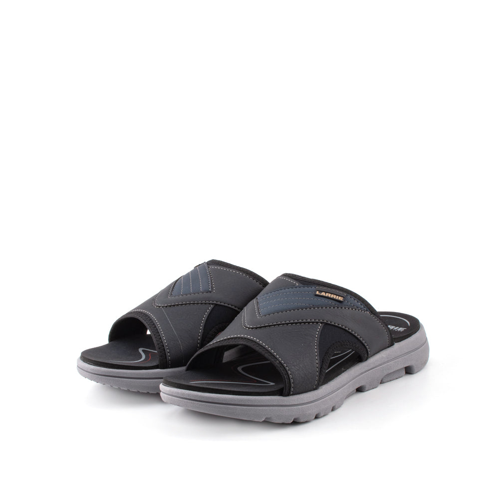 LARRIE Men Black All Day Comfort Sliders (Big Size Available)