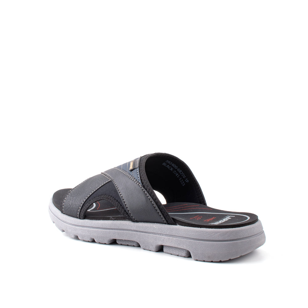 LARRIE Men Black All Day Comfort Sliders (Big Size Available)