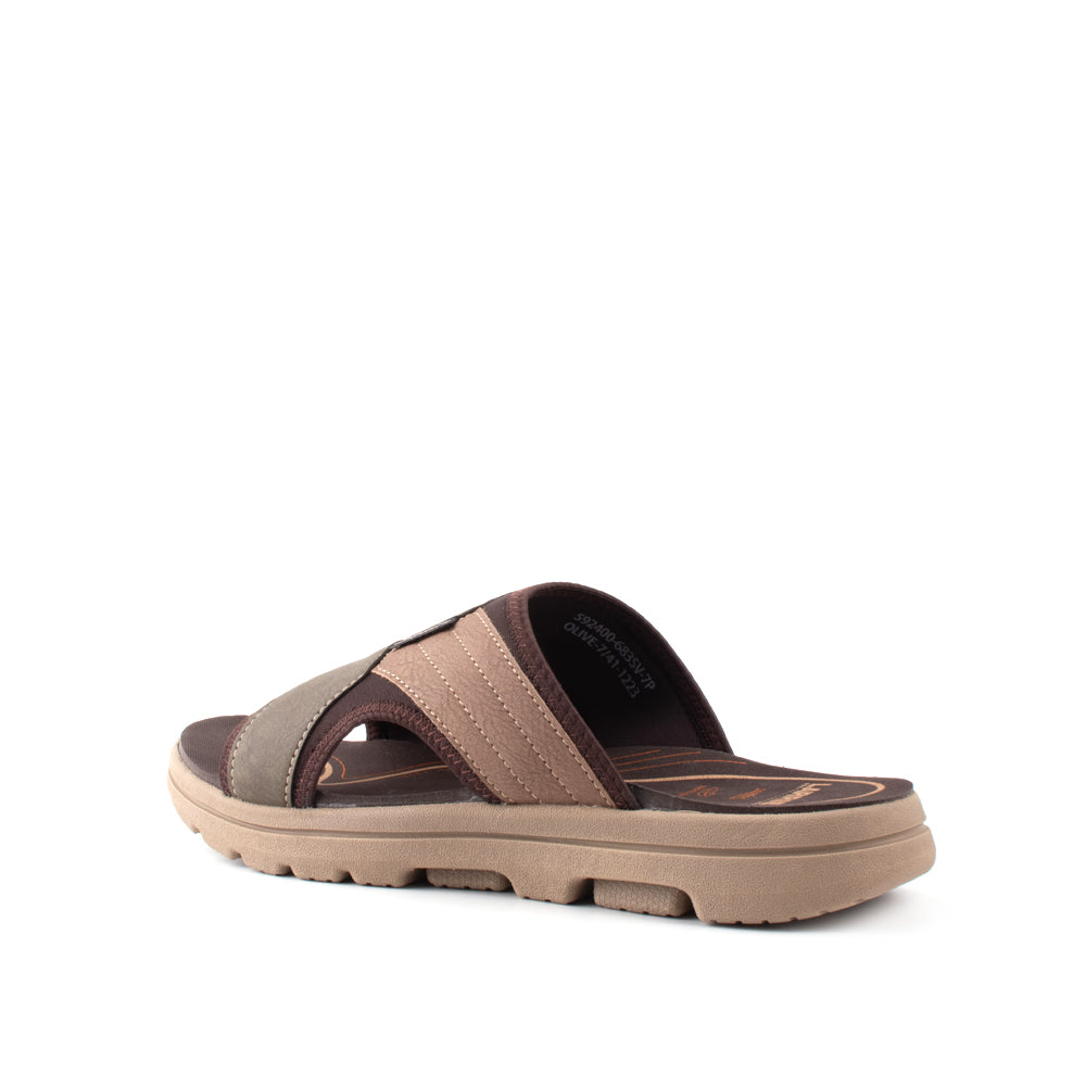 LARRIE Men Olive All Day Comfort Sliders (Big Size Available)
