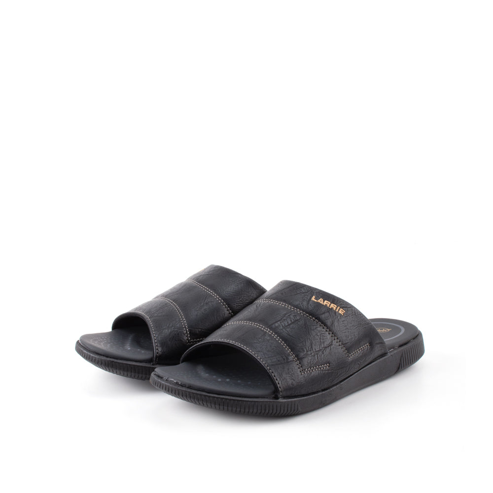 LARRIE Men Black Comfy Open Toe Sandals (Small Size Available)