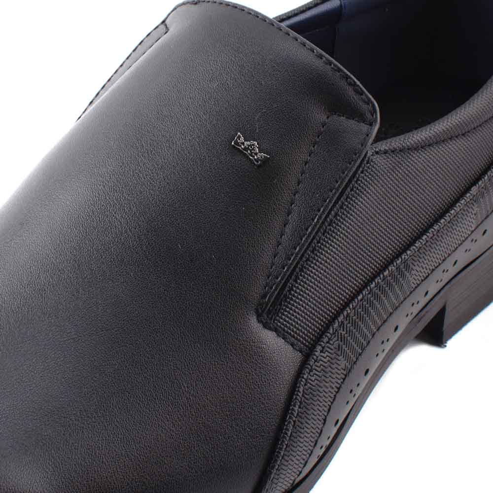 LR LARRIE Men Black Classic Half Perforated Designed Business Wear