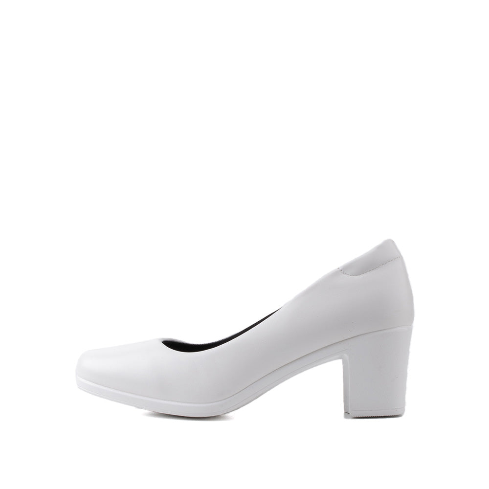 LARRIE Ladies White Comfort Durable Basic Formal Heels