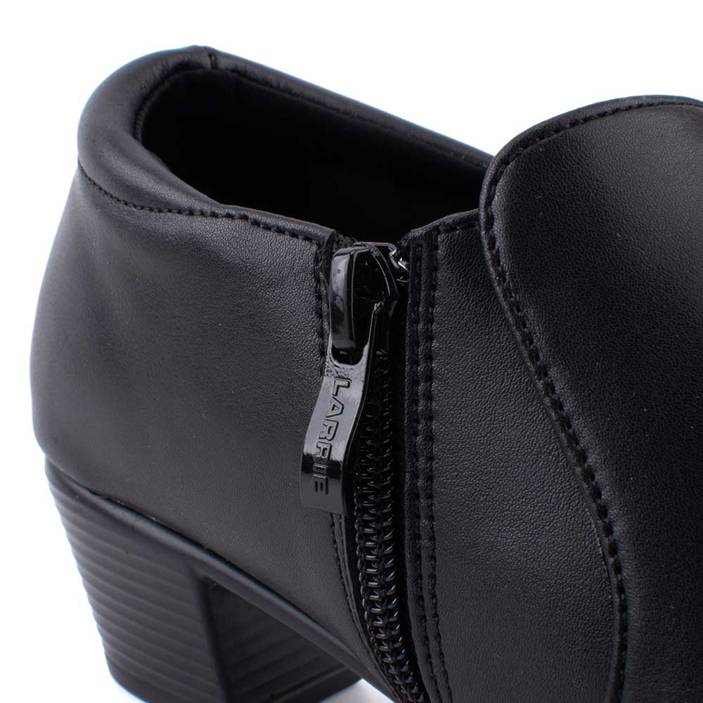 LARRIE Ladies Black Business Zipper Comfort Heels