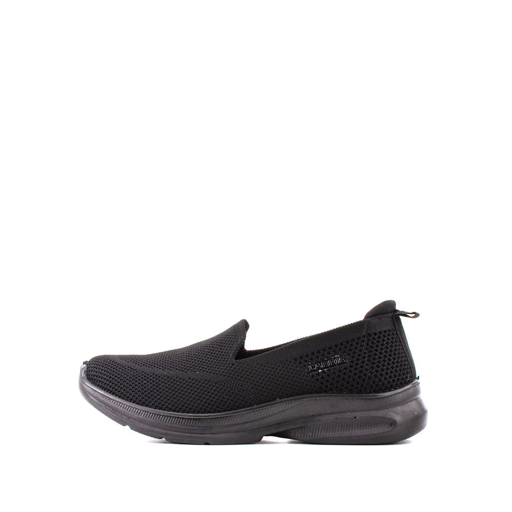 LARRIE Ladies Black Slip-On Comfort Casual Sneakers