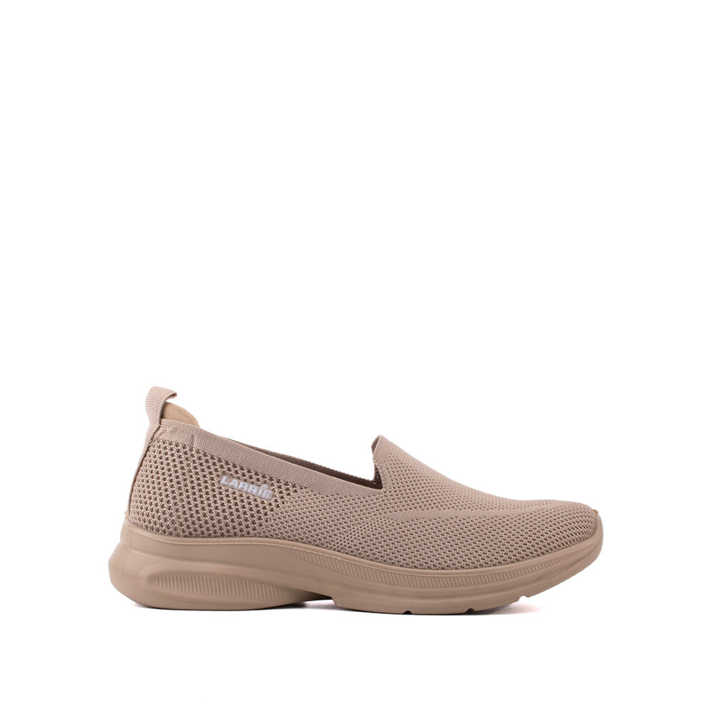 LARRIE Ladies Beige Slip-On Comfort Casual Sneakers