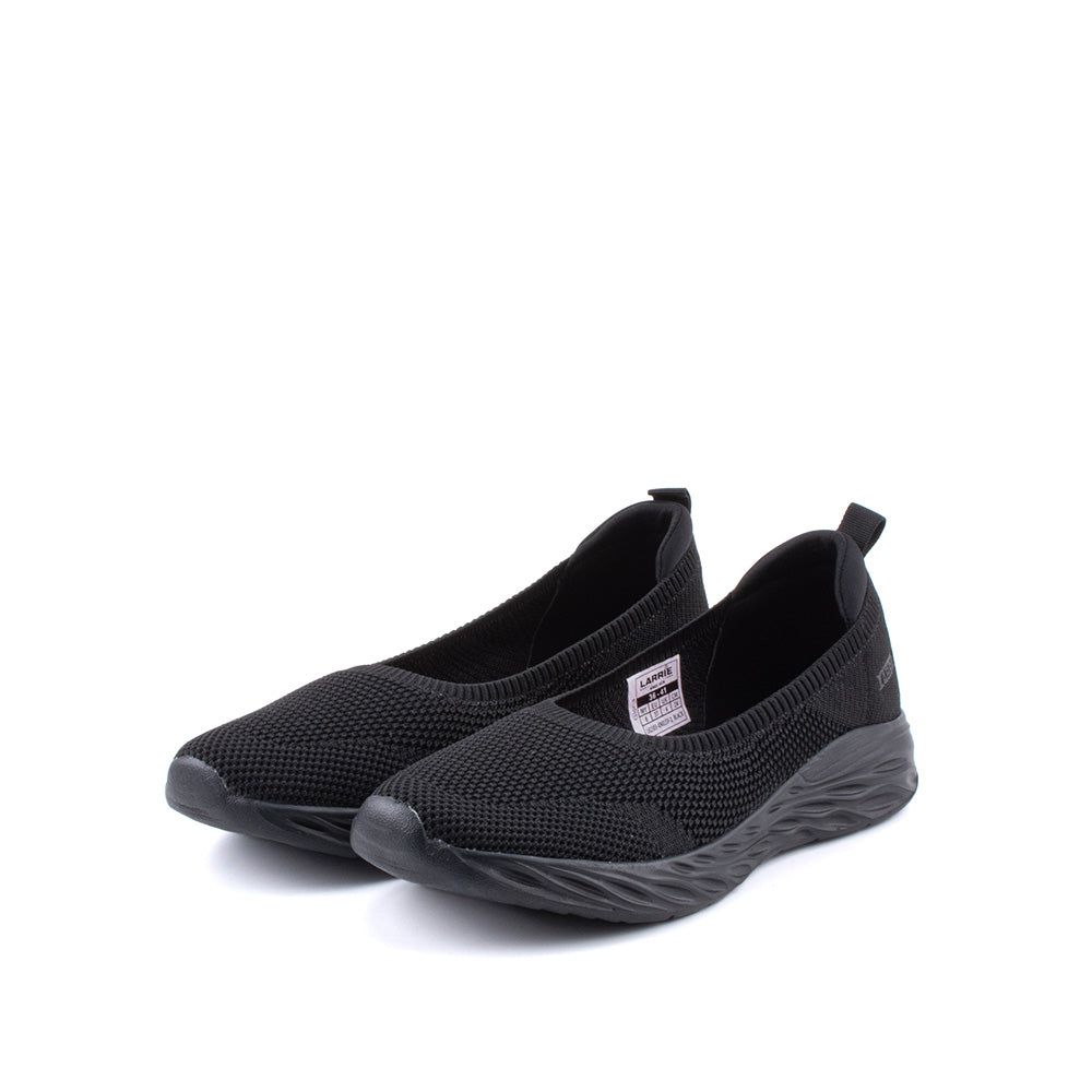 LARRIE Ladies Black Comfort Slip-On Flats