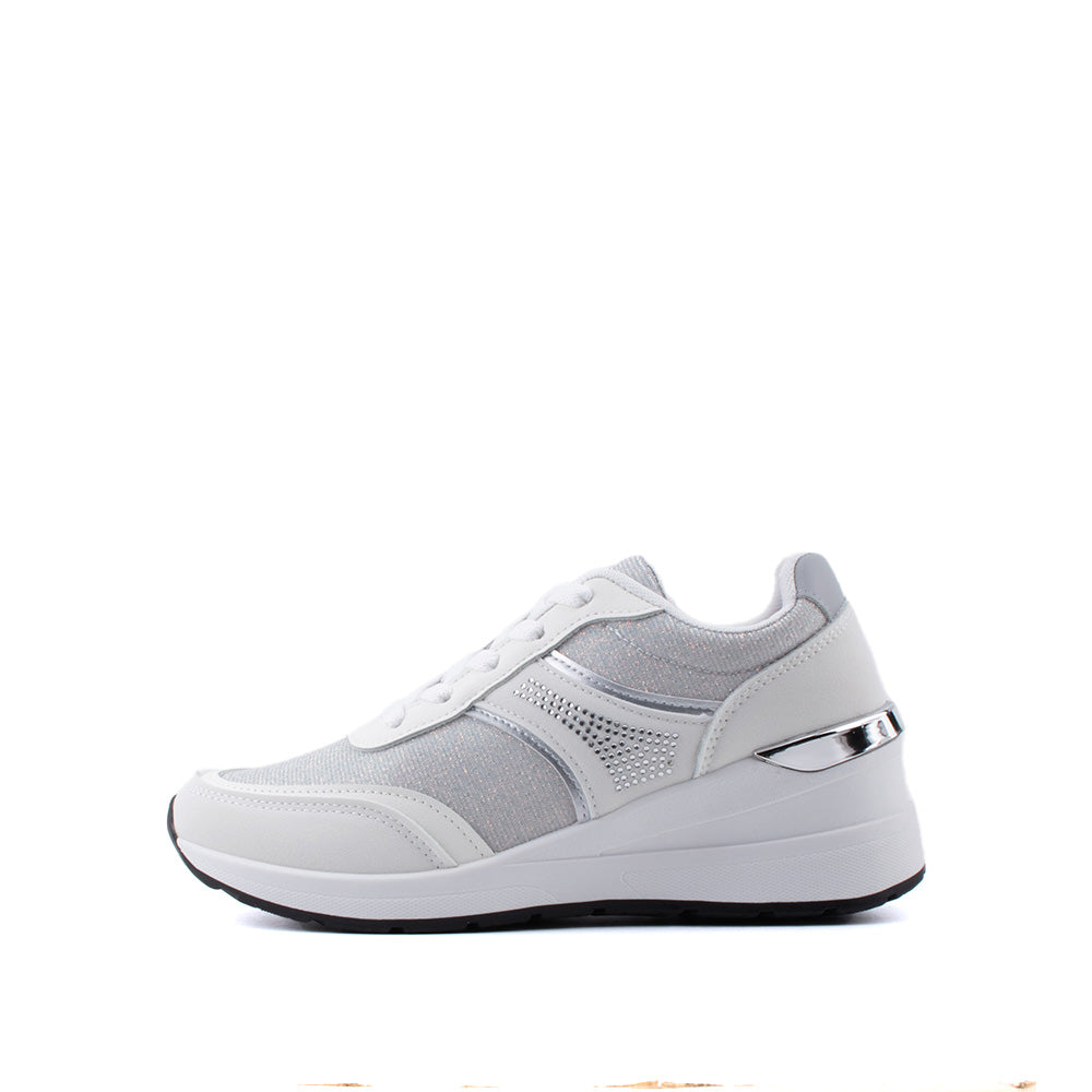 LARRIE Ladies White Trendy Comfort Sneakers