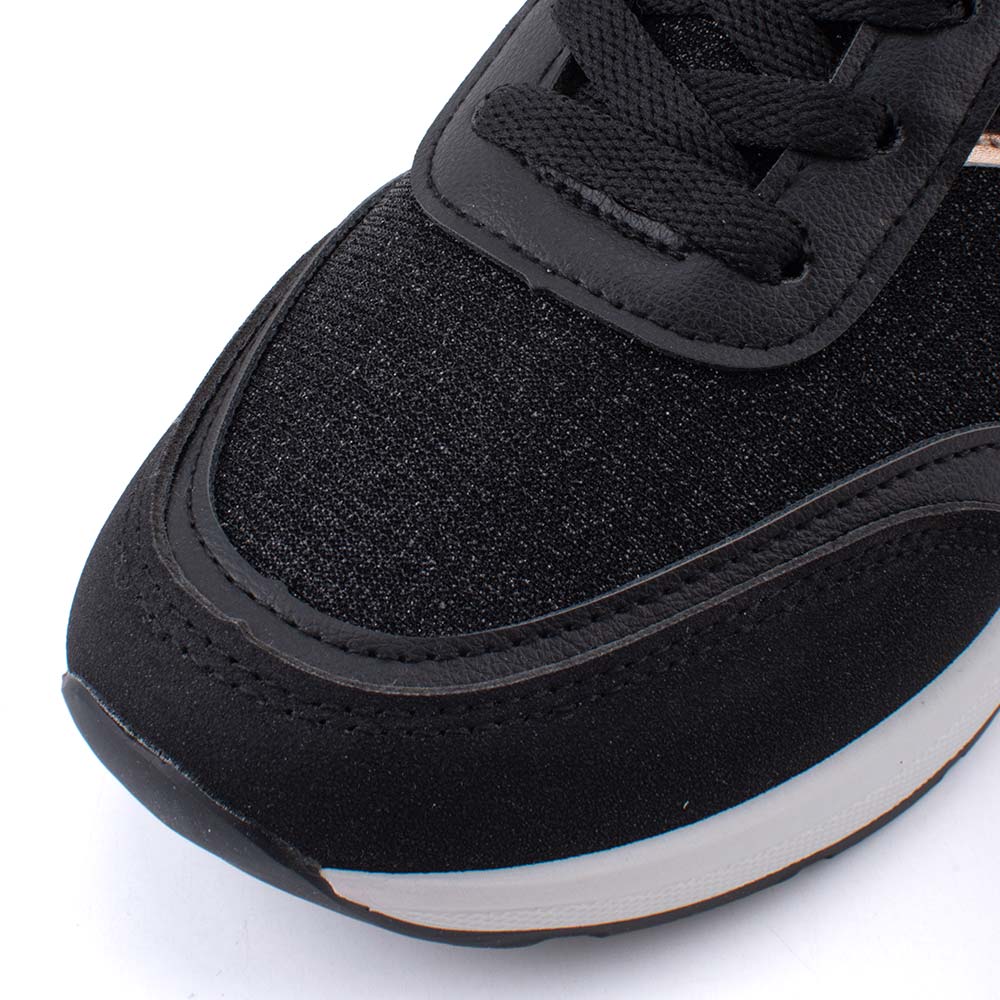 LARRIE Ladies Black Trendy Comfort Sneakers