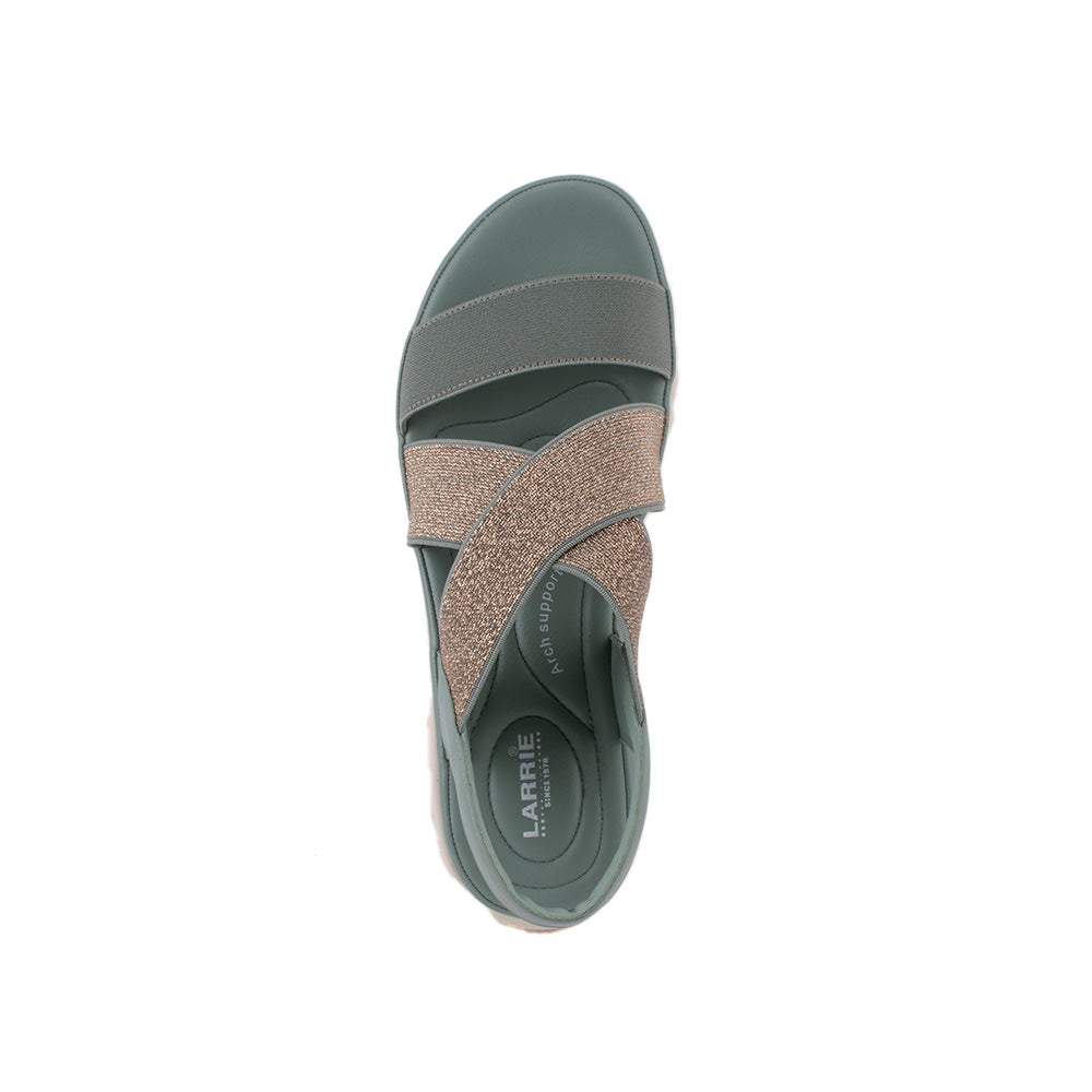 LARRIE Ladies Green Elastically Strap Lifestyle Casual Sandals