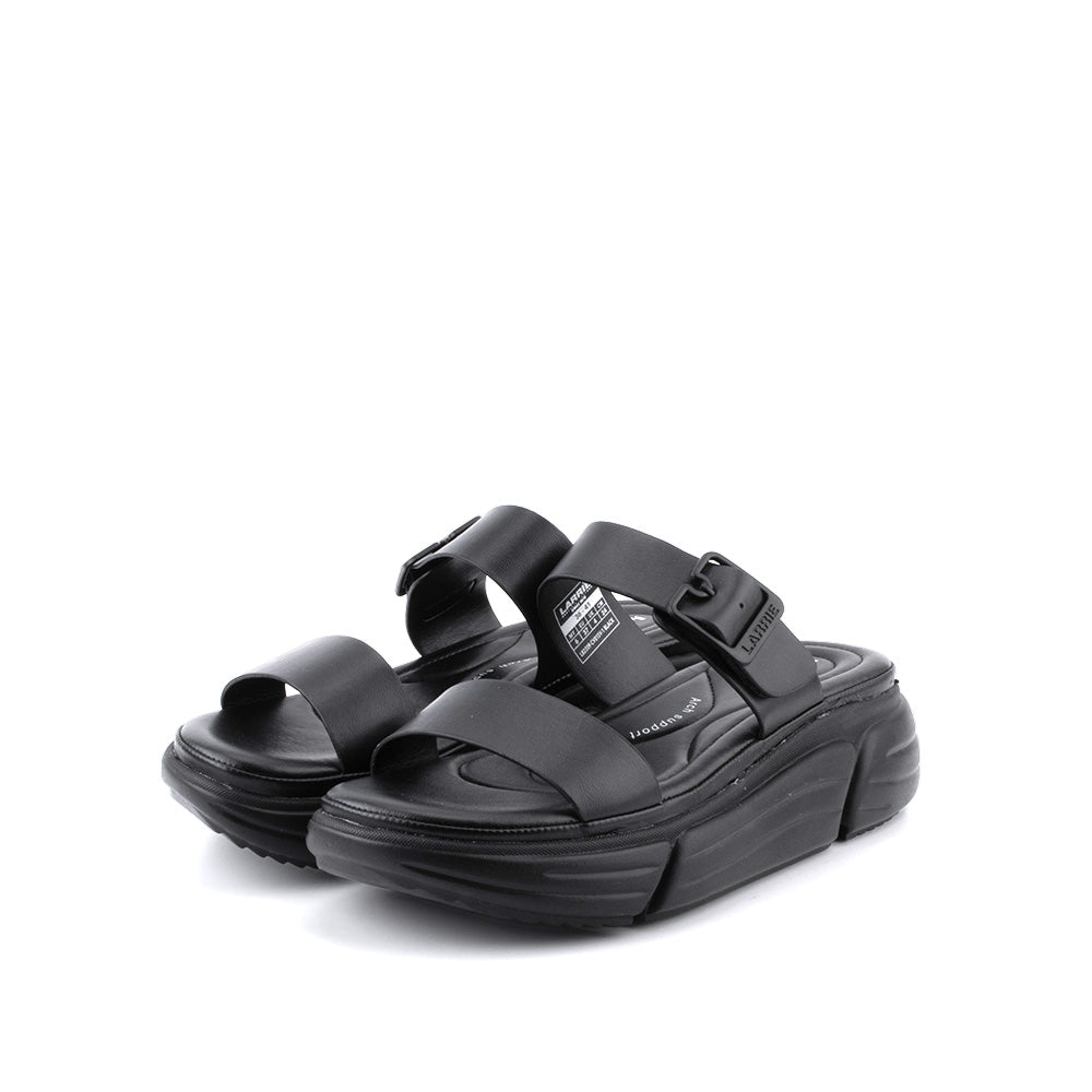 LARRIE Ladies Black Light Comfy Slip On Sandals
