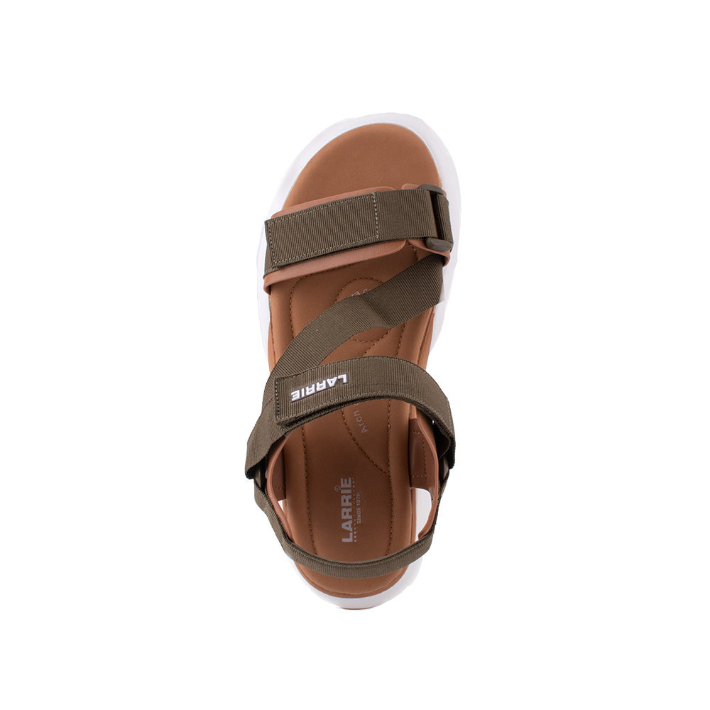 LARRIE Ladies Khaki Small Velcro Strap Comfort Sandals