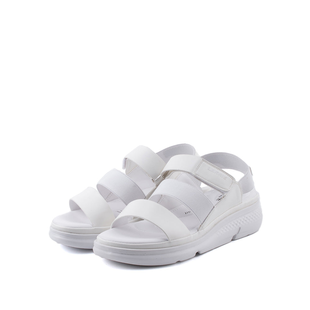 LARRIE Ladies White Velcro dan Sandal Keselesaan Tali Elastik