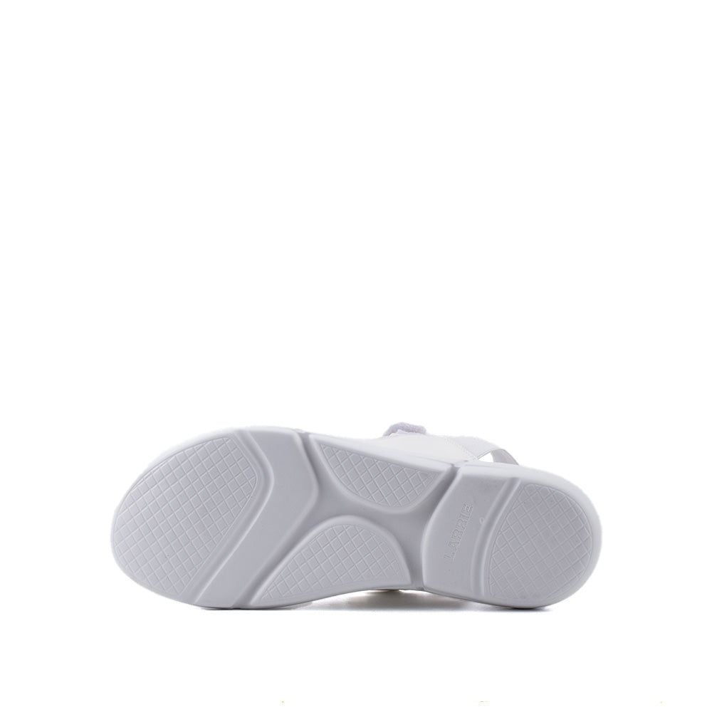 LARRIE Ladies White Velcro and Elastic Strap Comfort Sandals