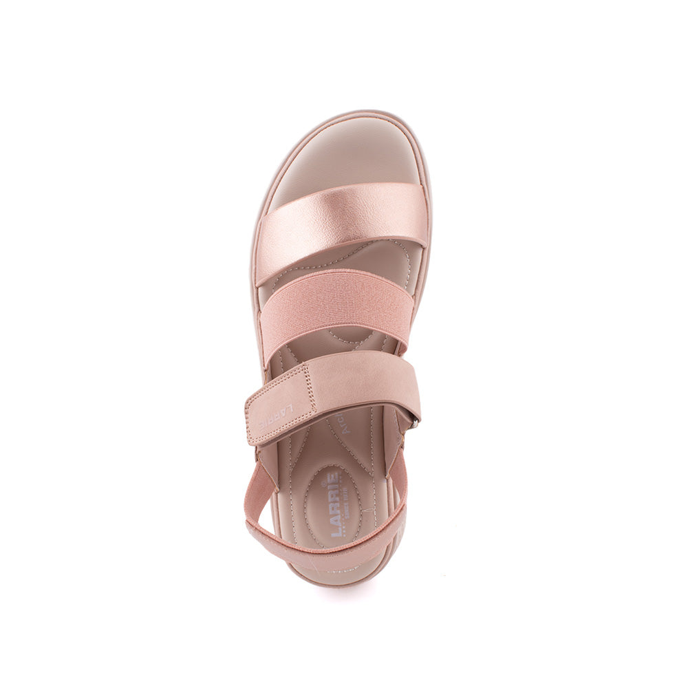 LARRIE Ladies Pink Velcro dan Sandal Keselesaan Tali Elastik