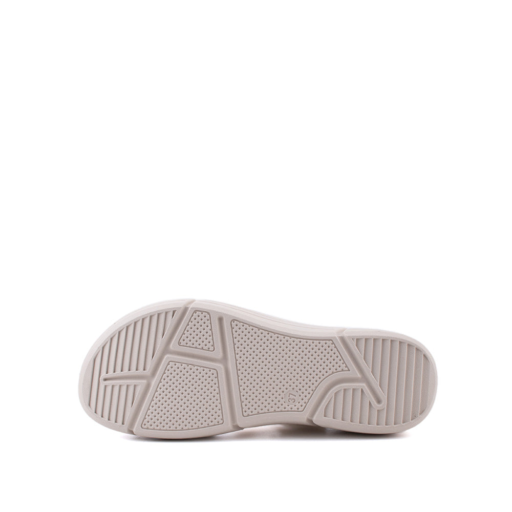 LARRIE Ladies Beige Velcro Cushioned Strap Sandals