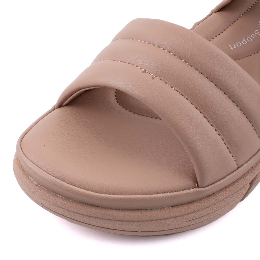 LARRIE Ladies Almond Velcro Cushioned Strap Sandals