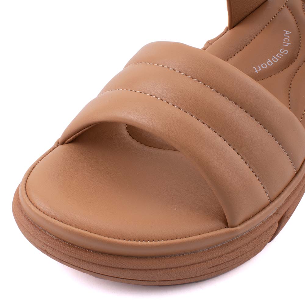 LARRIE Ladies Camel Velcro Kusyen Tali Sandal