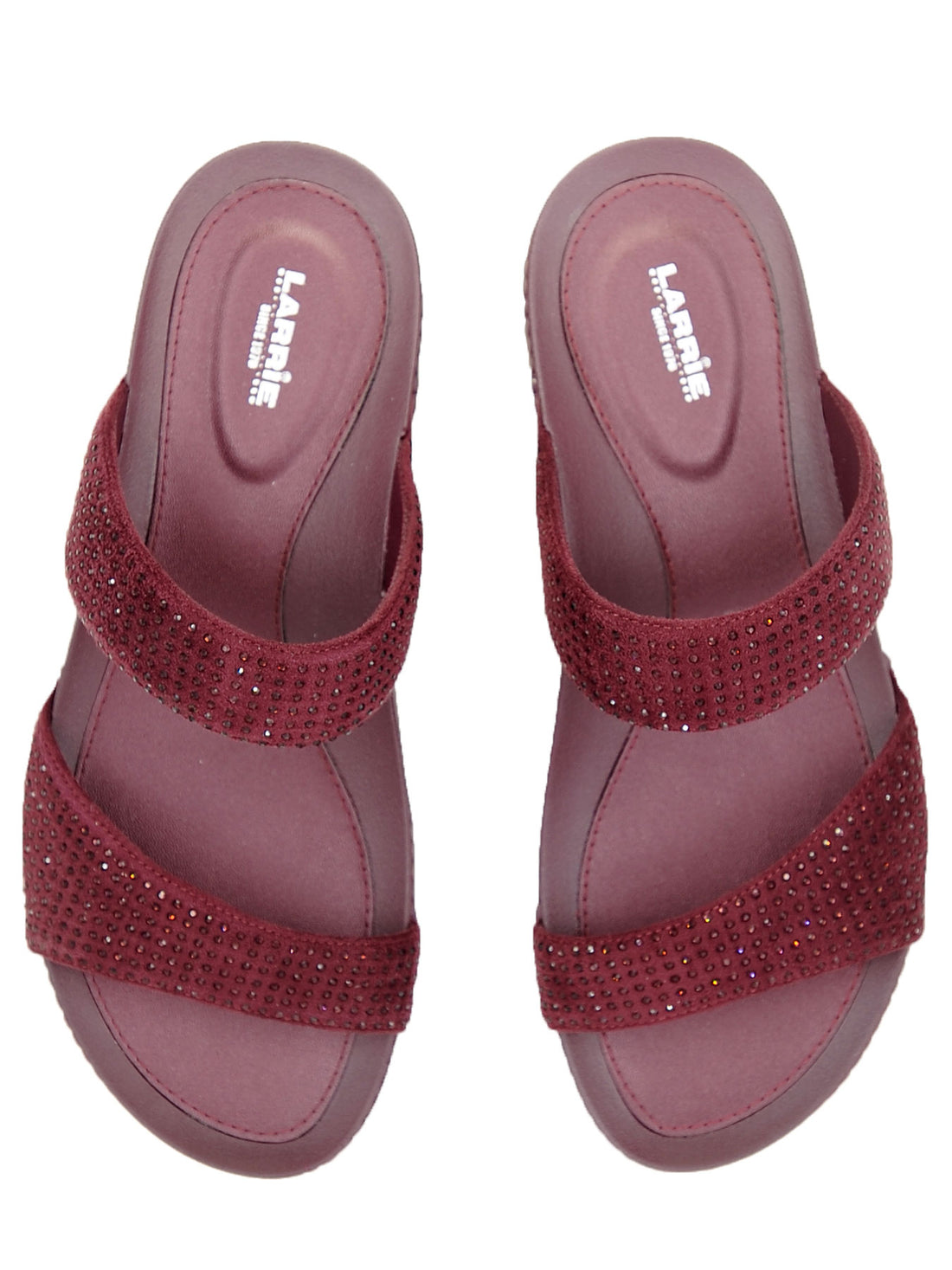 Larrie Red Glitter Dual Strap Comfort Sandals