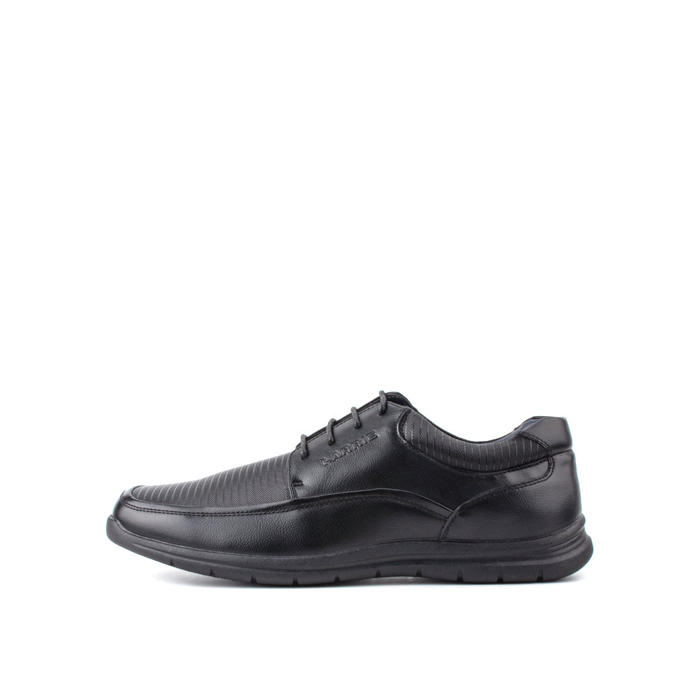 LARRIE Men Black Plain Travel Loafers with Laces