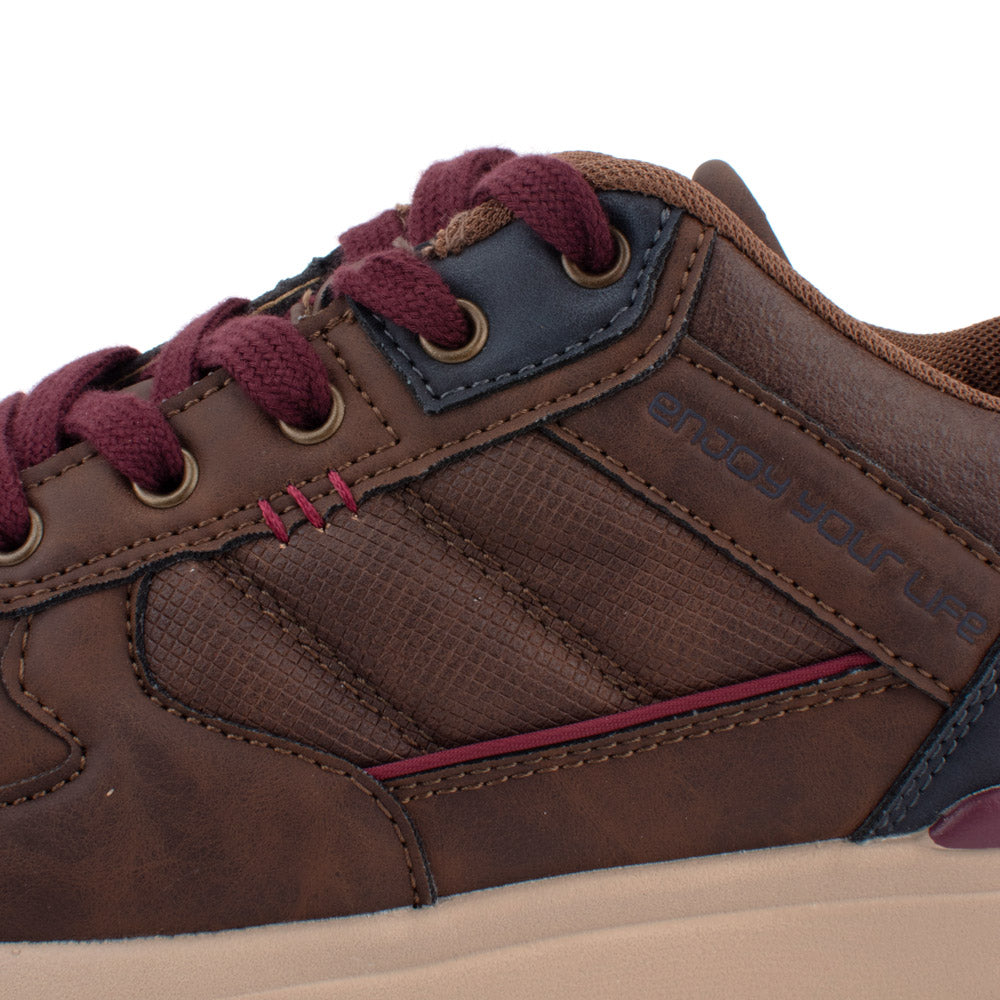 LARRIE Men's Dark Brown Lace Up Smart Sneakers