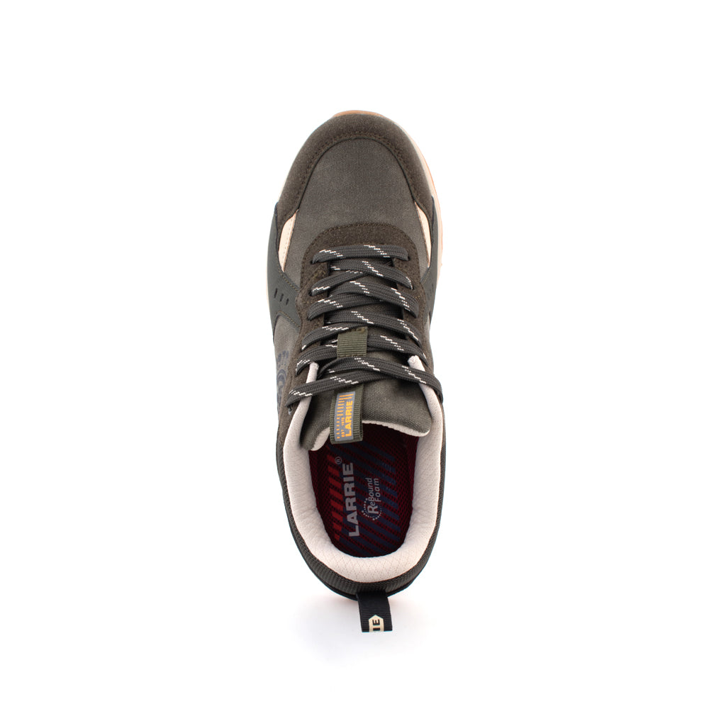 LARRIE Men Dark Olive Lace Up Comfy Mesh Sneakers