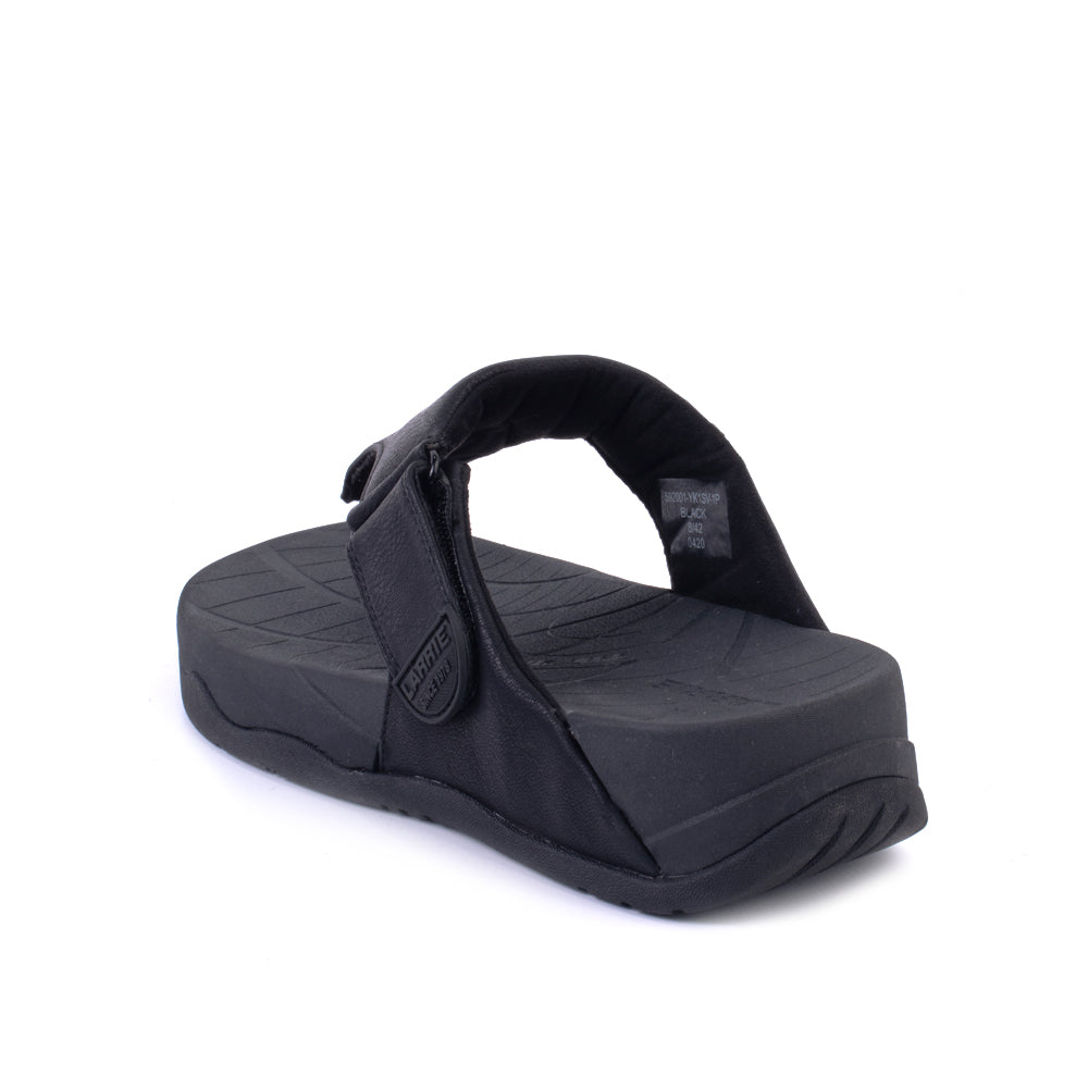 LARRIE Men Black Smart T-Strap Sandal 