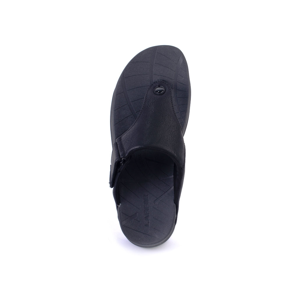 LARRIE Men Black Smart T-Strap Sandal 