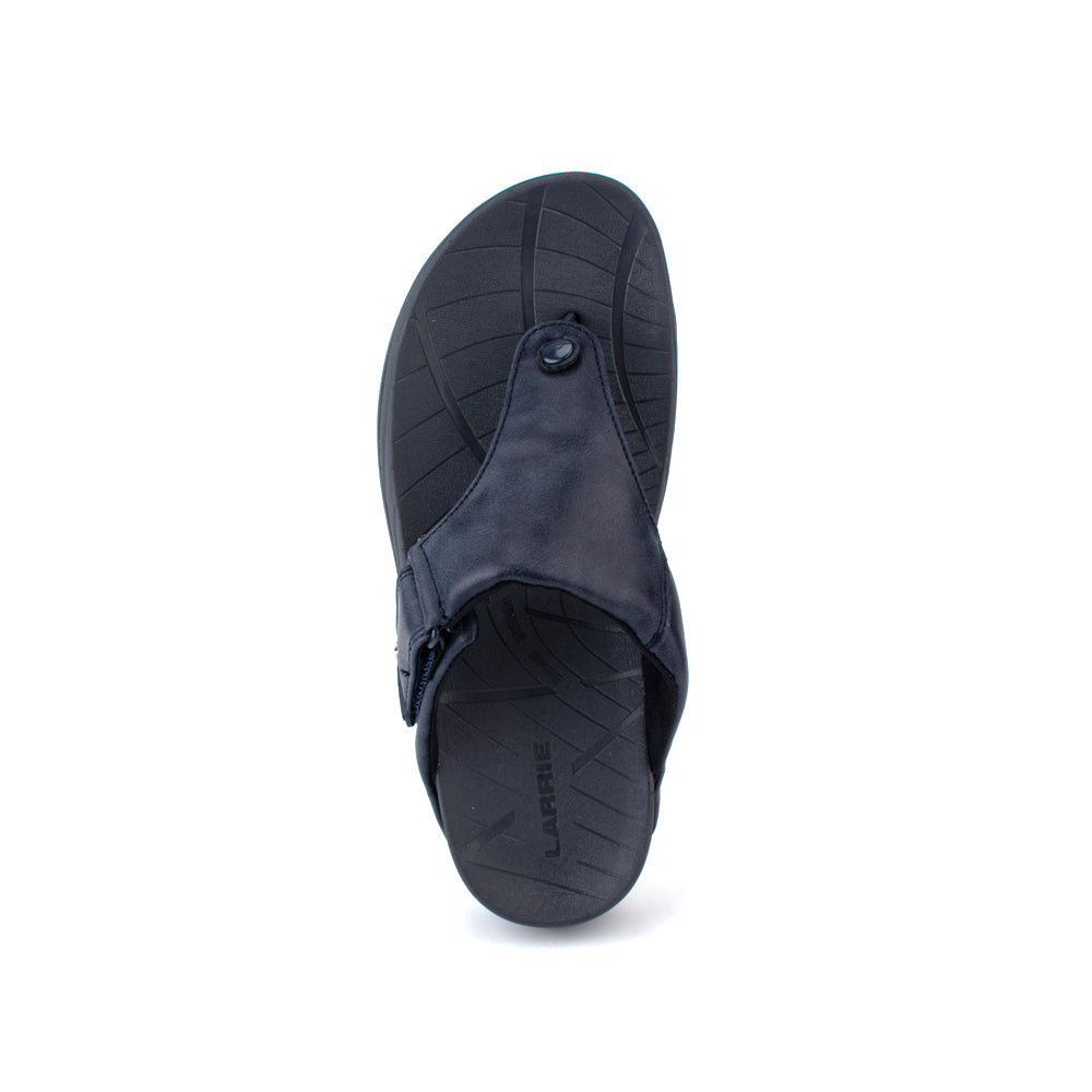 LARRIE Men Navy T-Strap Flat Sandals