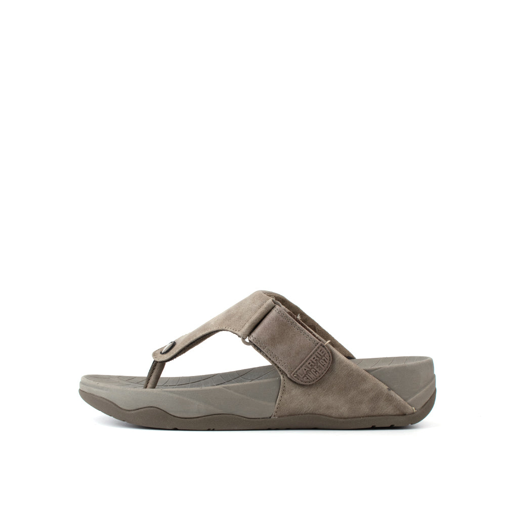 LARRIE Men Olive T-Strap Flat Sandals