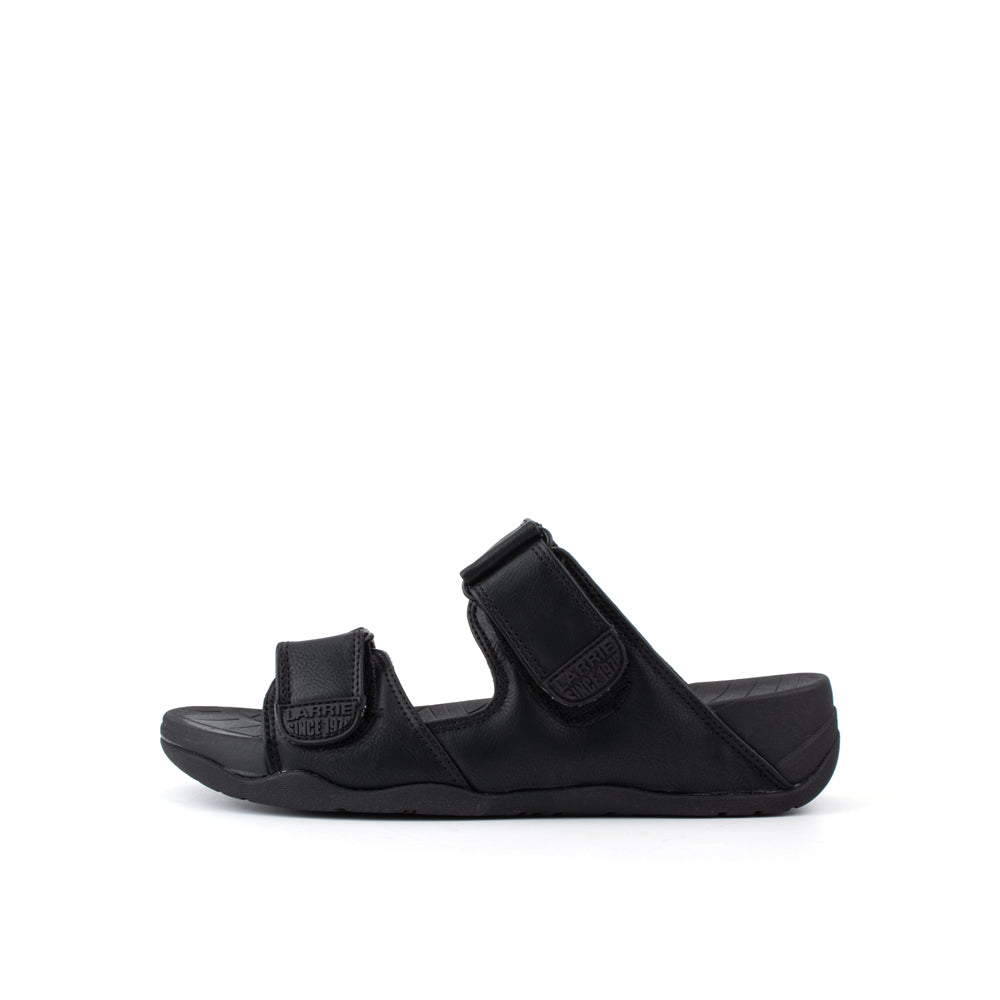LARRIE Men's Black Outdoor Adjustable Strap Sandals