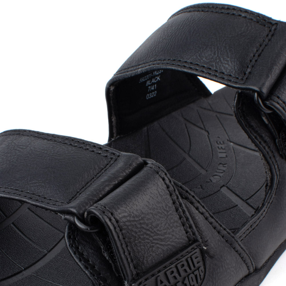 LARRIE Men's Black Outdoor Adjustable Strap Sandals