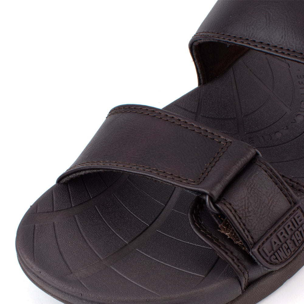 LARRIE Men's Dark Coffee Outdoor Adjustable Strap Sandals