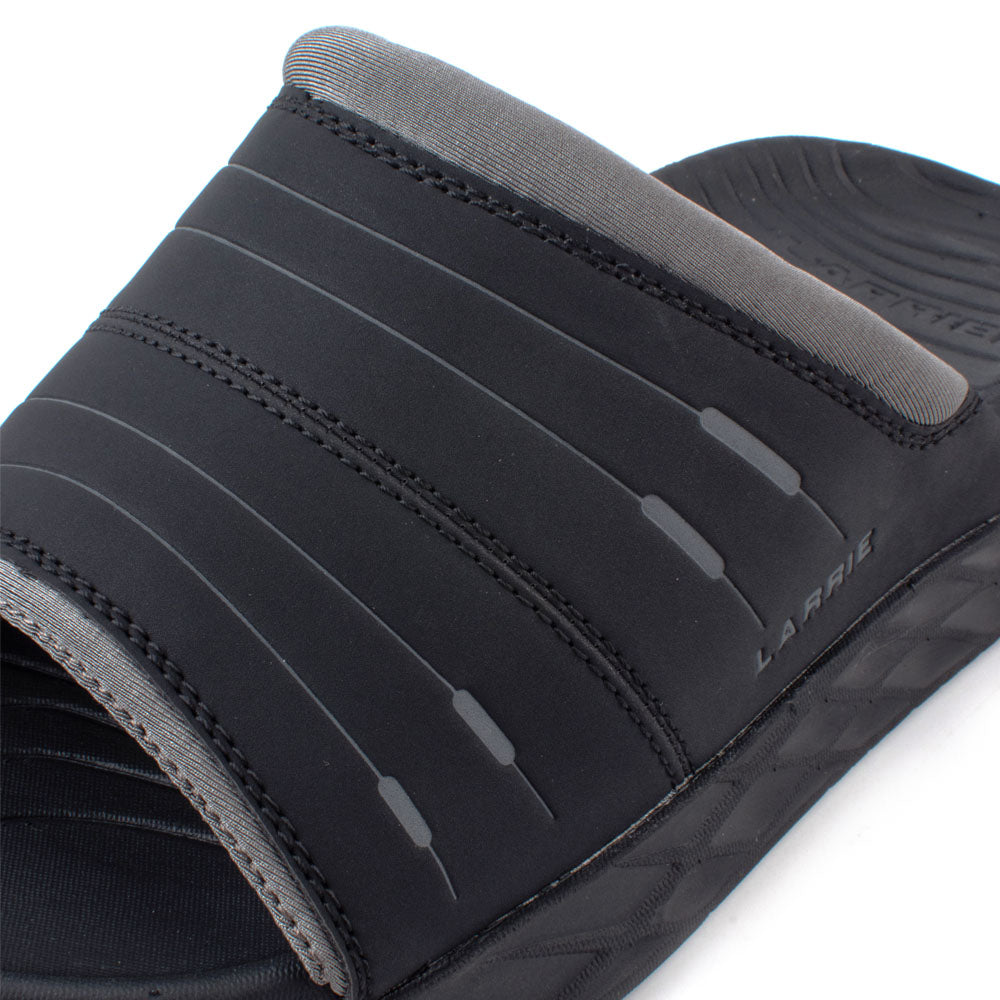 LARRIE Men Black High Wedge Comfy Slide In Sandals