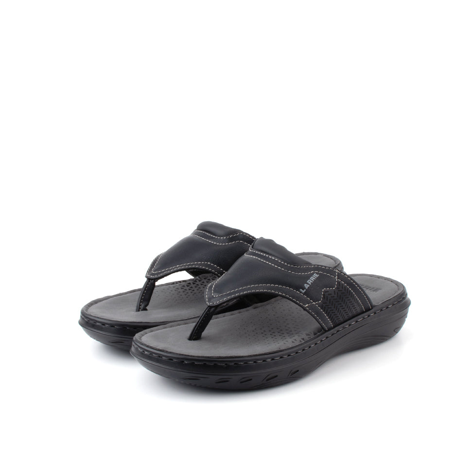 LARRIE Men Black Microfiber Walking Sandals (BIG SIZE)