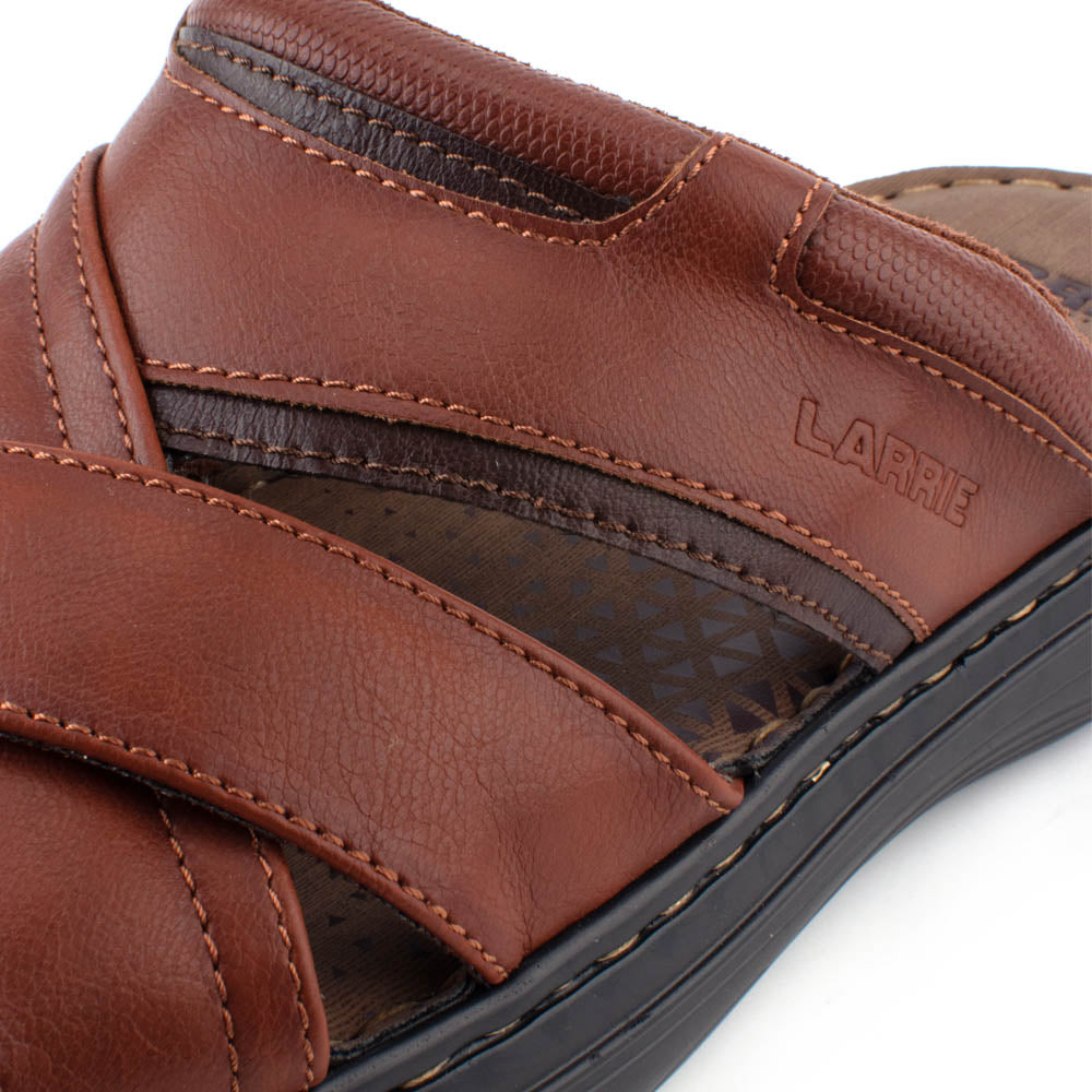 LARRIE Men Brown Microfiber Wide Slip On Walking Sandals