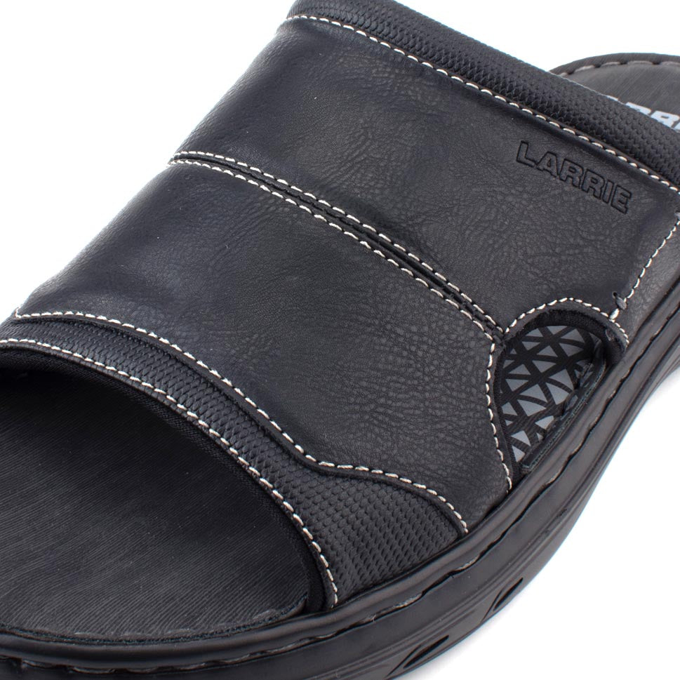 LARRIE Men Black Microfiber Sandal Berjalan Lebar